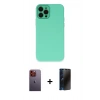 MARSİLYAN™- iPhone 12 Pro Max Kılıf Çekirdek Modern Serisi - Siyah 3D Antistatik Hayalet Cam Ekran Koruyucu + Neon Fosforlu Kamera Lens - TU