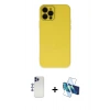 MARSİLYAN™- iPhone 12 Pro Max Kılıf Çekirdek Modern Serisi - Siyah 3D Antistatik Seramik Nano Ekran Koruyucu + Shine Kamera Lens - LT