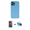MARSİLYAN™- iPhone 12 Pro Max Kılıf Çekirdek Modern Serisi - Siyah 3D Antistatik Seramik Nano Ekran Koruyucu + Neon Fosforlu Kamera Lens - TU