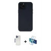 MARSİLYAN™- iPhone 12 Pro Max Kılıf Çekirdek Modern Serisi - Siyah 3D Antistatik Seramik Nano Ekran Koruyucu + Shine Kamera Lens - LT