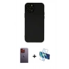 MARSİLYAN™- iPhone 12 Pro Max Kılıf Çekirdek Modern Serisi - Siyah 3D Antistatik Seramik Nano Ekran Koruyucu + Neon Fosforlu Kamera Lens - TU
