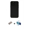 MARSİLYAN™- iPhone 12 Pro Max Kılıf Çekirdek Modern Serisi - Siyah 3D Antistatik Seramik Nano Ekran Koruyucu + Shine Kamera Lens Koruma Cam - SABE