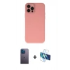 MARSİLYAN™- iPhone 12 Pro Max Kılıf Çekirdek Modern Serisi - Siyah 3D Antistatik Seramik Nano Ekran Koruyucu + Neon Fosforlu Kamera Lens - MI