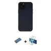 MARSİLYAN™- iPhone 12 Pro Max Kılıf Çekirdek Modern Serisi - Siyah 3D Antistatik Seramik Nano Ekran Koruyucu + Gold Shine Kamera Lens Koruma Cam