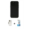 MARSİLYAN™- iPhone 12 Pro Max Kılıf Çekirdek Modern Serisi - Siyah 5D Eko Cam Ekran Koruyucu + Shine Kamera Lens - GD