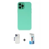 MARSİLYAN™- iPhone 12 Pro Max Kılıf Çekirdek Modern Serisi - Siyah 5D Eko Cam Ekran Koruyucu + Shine Kamera Lens - LT