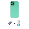 MARSİLYAN™- iPhone 12 Pro Max Kılıf Çekirdek Modern Serisi - Siyah 5D Eko Cam Ekran Koruyucu + Metal Kamera Lens Koruma Cam - GD