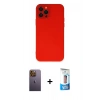 MARSİLYAN™- iPhone 12 Pro Max Kılıf Çekirdek Modern Serisi - Siyah 5D Eko Cam Ekran Koruyucu + Neon Fosforlu Kamera Lens - SI