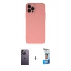 MARSİLYAN™- iPhone 12 Pro Max Kılıf Çekirdek Modern Serisi - Siyah 5D Eko Cam Ekran Koruyucu + Neon Fosforlu Kamera Lens - BZ