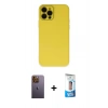 MARSİLYAN™- iPhone 12 Pro Max Kılıf Çekirdek Modern Serisi - Siyah 5D Eko Cam Ekran Koruyucu + Neon Fosforlu Kamera Lens - SI