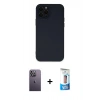MARSİLYAN™- iPhone 12 Pro Max Kılıf Çekirdek Modern Serisi - Siyah 5D Eko Cam Ekran Koruyucu + Neon Fosforlu Kamera Lens - BZ