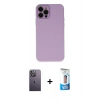 MARSİLYAN™- iPhone 12 Pro Max Kılıf Çekirdek Modern Serisi - Siyah 5D Eko Cam Ekran Koruyucu + Neon Fosforlu Kamera Lens - BZ
