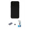MARSİLYAN™- iPhone 12 Pro Max Kılıf Çekirdek Modern Serisi - Siyah 5D Eko Cam Ekran Koruyucu + Pembe Renkli Kamera Lens Koruma Cam