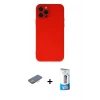 MARSİLYAN™- iPhone 12 Pro Max Kılıf Çekirdek Modern Serisi - Siyah 5D Eko Cam Ekran Koruyucu + Pembe Renkli Kamera Lens Koruma Cam