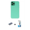 MARSİLYAN™- iPhone 12 Pro Max Kılıf Çekirdek Modern Serisi - Siyah 5D Eko Cam Ekran Koruyucu + Renkli Kamera Lens Koruma Cam - YL
