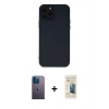 MARSİLYAN™- iPhone 12 Pro Max Kılıf Çekirdek Modern Serisi - Siyah 6D Mat Seramik Hayalet Nano Ekran Koruyucu + Neon Fosforlu Kamera Lens - MI