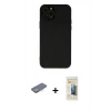 MARSİLYAN™- iPhone 12 Pro Max Kılıf Çekirdek Modern Serisi - Siyah 6D Mat Seramik Hayalet Nano Ekran Koruyucu + Renkli Kamera Lens Koruma Cam - SI