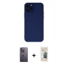 MARSİLYAN™- iPhone 12 Pro Max Kılıf Çekirdek Modern Serisi - Siyah 6D Mat Seramik Hayalet Nano Ekran Koruyucu + Neon Fosforlu Kamera Lens - BZ