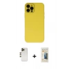 MARSİLYAN™- iPhone 12 Pro Max Kılıf Çekirdek Modern Serisi - Siyah 6D Mat Seramik Hayalet Nano Ekran Koruyucu + Gold Shine Kamera Lens