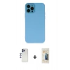 MARSİLYAN™- iPhone 12 Pro Max Kılıf Çekirdek Modern Serisi - Siyah 6D Mat Seramik Hayalet Nano Ekran Koruyucu + Shine Kamera Lens - LT