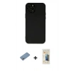 MARSİLYAN™- iPhone 12 Pro Max Kılıf Çekirdek Modern Serisi - Siyah 6D Mat Seramik Hayalet Nano Ekran Koruyucu + Gümüş Shine Kamera Lens Koruma Cam