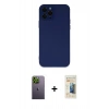 MARSİLYAN™- iPhone 12 Pro Max Kılıf Çekirdek Modern Serisi - Siyah 6D Mat Seramik Hayalet Nano Ekran Koruyucu + Neon Fosforlu Kamera Lens - YL