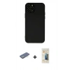 MARSİLYAN™- iPhone 12 Pro Max Kılıf Çekirdek Modern Serisi - Siyah 6D Mat Seramik Hayalet Nano Ekran Koruyucu + Renkli Kamera Lens Koruma Cam - YL