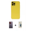 MARSİLYAN™- iPhone 12 Pro Max Kılıf Çekirdek Modern Serisi - Siyah 6D Mat Seramik Hayalet Nano Ekran Koruyucu + Neon Fosforlu Kamera Lens - TU