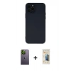 MARSİLYAN™- iPhone 12 Pro Max Kılıf Çekirdek Modern Serisi - Siyah 6D Mat Seramik Hayalet Nano Ekran Koruyucu + Neon Fosforlu Kamera Lens - YL