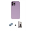 MARSİLYAN™- iPhone 12 Pro Max Kılıf Çekirdek Modern Serisi - Siyah Bilvis Hayalet Cam Ekran Koruyucu + Gökkuşağı Shine Kamera Lens Koruma Cam