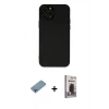 MARSİLYAN™- iPhone 12 Pro Max Kılıf Çekirdek Modern Serisi - Siyah Bilvis Hayalet Cam Ekran Koruyucu + Gökkuşağı Shine Kamera Lens Koruma Cam
