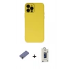 MARSİLYAN™- iPhone 12 Pro Max Kılıf Çekirdek Modern Serisi - Siyah Bilvis Hayalet Cam Ekran Koruyucu + Metal Kamera Lens Koruma Cam - GD