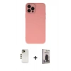 MARSİLYAN™- iPhone 12 Pro Max Kılıf Çekirdek Modern Serisi - Siyah Bilvis Hayalet Cam Ekran Koruyucu + Gold Shine Kamera Lens
