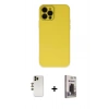 MARSİLYAN™- iPhone 12 Pro Max Kılıf Çekirdek Modern Serisi - Siyah Bilvis Hayalet Cam Ekran Koruyucu + Gold Shine Kamera Lens