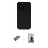 MARSİLYAN™- iPhone 12 Pro Max Kılıf Çekirdek Modern Serisi - Siyah Bilvis Hayalet Cam Ekran Koruyucu + Metal Kamera Lens Koruma Cam - GD