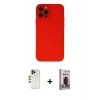 MARSİLYAN™- iPhone 12 Pro Max Kılıf Çekirdek Modern Serisi - Siyah Bilvis Hayalet Cam Ekran Koruyucu + Gold Shine Kamera Lens
