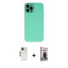 MARSİLYAN™- iPhone 12 Pro Max Kılıf Çekirdek Modern Serisi - Siyah Bilvis Hayalet Cam Ekran Koruyucu + Gold Shine Kamera Lens