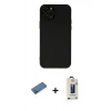 MARSİLYAN™- iPhone 12 Pro Max Kılıf Çekirdek Modern Serisi - Siyah Bilvis Hayalet Cam Ekran Koruyucu + Shine Kamera Lens Koruma Cam - GD