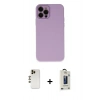 MARSİLYAN™- iPhone 12 Pro Max Kılıf Çekirdek Modern Serisi - Siyah Bilvis Hayalet Cam Ekran Koruyucu + Shine Kamera Lens - GD