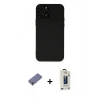 MARSİLYAN™- iPhone 12 Pro Max Kılıf Çekirdek Modern Serisi - Siyah Bilvis Hayalet Cam Ekran Koruyucu + Metal Kamera Lens Koruma Cam - GD