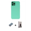 MARSİLYAN™- iPhone 12 Pro Max Kılıf Çekirdek Modern Serisi - Siyah Bilvis Hayalet Cam Ekran Koruyucu + Metal Kamera Lens Koruma Cam - KI