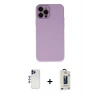 MARSİLYAN™- iPhone 12 Pro Max Kılıf Çekirdek Modern Serisi - Siyah Bilvis Hayalet Cam Ekran Koruyucu + Shine Kamera Lens - LT