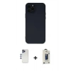 MARSİLYAN™- iPhone 12 Pro Max Kılıf Çekirdek Modern Serisi - Siyah Bilvis Hayalet Cam Ekran Koruyucu + Shine Kamera Lens - LT