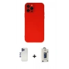 MARSİLYAN™- iPhone 12 Pro Max Kılıf Çekirdek Modern Serisi - Siyah Bilvis Hayalet Cam Ekran Koruyucu + Shine Kamera Lens - LT