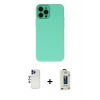 MARSİLYAN™- iPhone 12 Pro Max Kılıf Çekirdek Modern Serisi - Siyah Bilvis Hayalet Cam Ekran Koruyucu + Shine Kamera Lens - LT