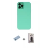 MARSİLYAN™- iPhone 12 Pro Max Kılıf Çekirdek Modern Serisi - Siyah Bilvis Hayalet Cam Ekran Koruyucu + Shine Kamera Lens Koruma Cam - MI