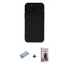 MARSİLYAN™- iPhone 12 Pro Max Kılıf Çekirdek Modern Serisi - Siyah Bilvis Hayalet Cam Ekran Koruyucu + Shine Kamera Lens Koruma Cam - MI
