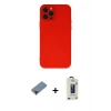 MARSİLYAN™- iPhone 12 Pro Max Kılıf Çekirdek Modern Serisi - Siyah Bilvis Hayalet Cam Ekran Koruyucu + Metal Kamera Lens Koruma Cam - KI