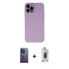 MARSİLYAN™- iPhone 12 Pro Max Kılıf Çekirdek Modern Serisi - Siyah Bilvis Hayalet Cam Ekran Koruyucu + Neon Fosforlu Kamera Lens - MI