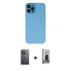 MARSİLYAN™- iPhone 12 Pro Max Kılıf Çekirdek Modern Serisi - Siyah Bilvis Hayalet Cam Ekran Koruyucu + Neon Fosforlu Kamera Lens - YL